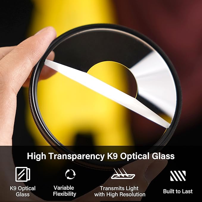 Walking Way 77mm Split Halo FX Prism Lens Filter, Rotating Half-Frame Blur & Halo Effect Filter for Portraits, Creative Photography & Video, Durable Optical Glass