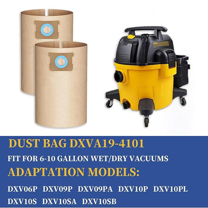 Pack14 DXVA19-4101 Vacuum Bags for DEWALT 6 to10 Gallon Shop Vac - Dust Collection Bags with Filter for DXV06P DXV09P DXV10P & Vacmaster VHBM,Replacement Parts BM08 Accessories Kit