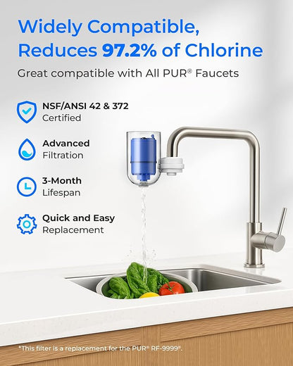 Waterdrop NSF 42 Certified Water Filter, Replacement for All PUR®, PUR®PLUS Faucet Filtration Systems, Pur® RF-9999® Faucet Water Filter, 18-Month Value(6 Count)