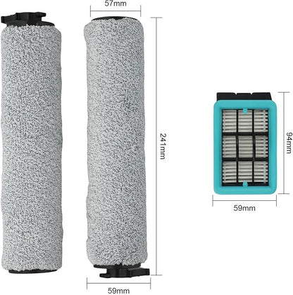 Replacement Vacuum Brush Roller Filter Set Compatible with for Bissell for CrossWave 3831 HF2 3845 3847 3848 Floor Scrubber Multi-Surface Wet Dry Vacuum Cleaner Parts Accessories with Cleaning Tool