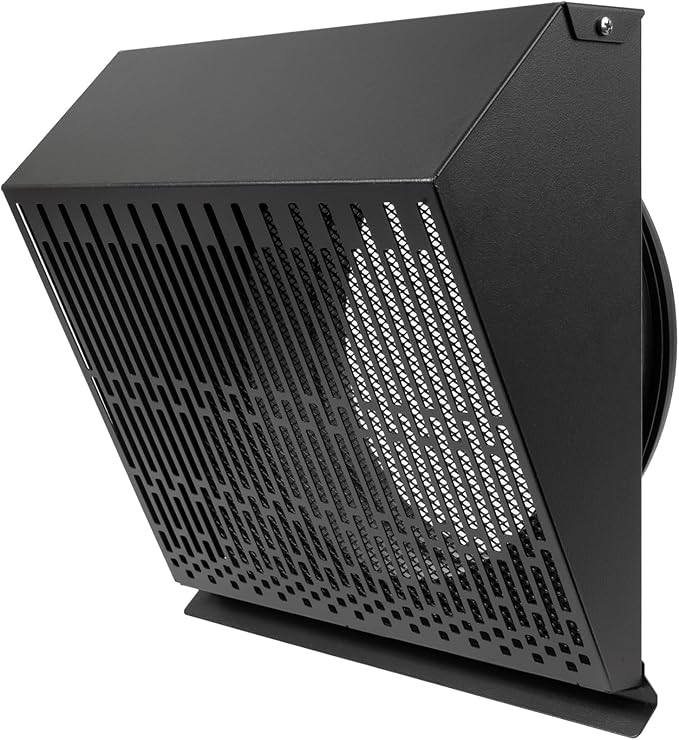 Vent Systems 10" Inch Exhaust Vent Cover with Rubber Gasket - Graphite Black Galvanized Steel - Robust and Weatherproof Outdoor Air Exhaust Box - Duct or Surface Mounting - Rain, Snow Protection