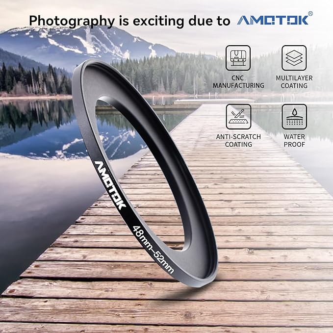 48mm Lens to 52mm Camera Lens Adapter,48mm to 52mm Filter Step up Ring Adapter Ring,Compatible All 52mm Filter Accessory
