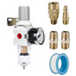 NANPU 1/4" NPT Compressed Air Filter Regulator Combo Piggyback, 5 Micron Brass Element, Poly Bowl, Semi-Auto Drain, Metal Bracket, 0-150 psi Gauge