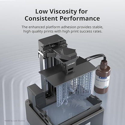 ANYCUBIC Water Washable 3D Printer Resin 2.0, 405nm High Precision 3D Resin, Low Shrinkage Photopolymer Resin for 4K/8K/12K Capable LCD DLP Resin 3D Printer Printing (Grey, 500g)