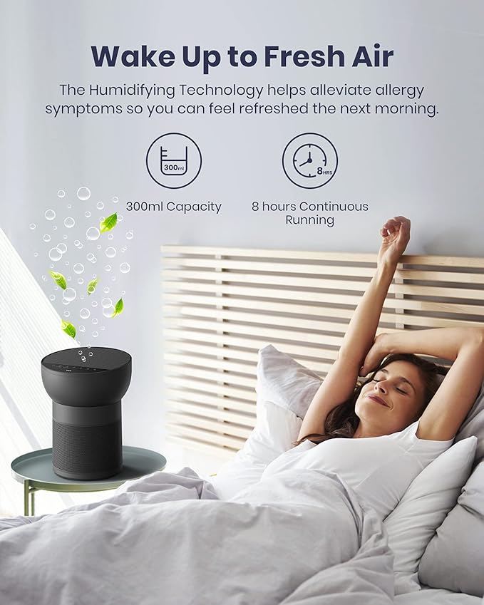 TCL Breeva A2 Air Purifiers for Home Bedroom with Ionizer Up to 441 ft², Auto Mode, H13 True HEPA Filter, 26db Quiet Air Cleaner Filter 99.97% Allergies Smoke Odor Pet Hair Dust Pollen Mold