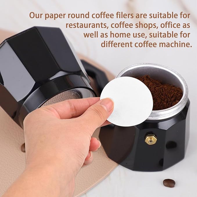 CEYAZYE 200 PCS Round Coffee Filter Paper, 56 mm Disposable Coffee Filters, Moka Coffee Pot Filter for Espresso Machine Portafilter Moka Pot, Quality Material Paper Fiber Heat Resistance
