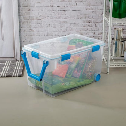 Sterilite 6-Pack Gasket Box, Weather-Resistant Storage Bins with Latching Lids, 120 Quart - Heavy-Duty Organizing Containers for Closet, Bathroom, and Office