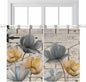 Spring Tulips Flower Kitchen Curtains 45 Inch Length, Short Cafe Window Curtains Tab Top, Vintage Floral Barn Doors Rustic Beige Light Filtering Window Treatments Tier Drapes 27.5"x45" 2 Panel