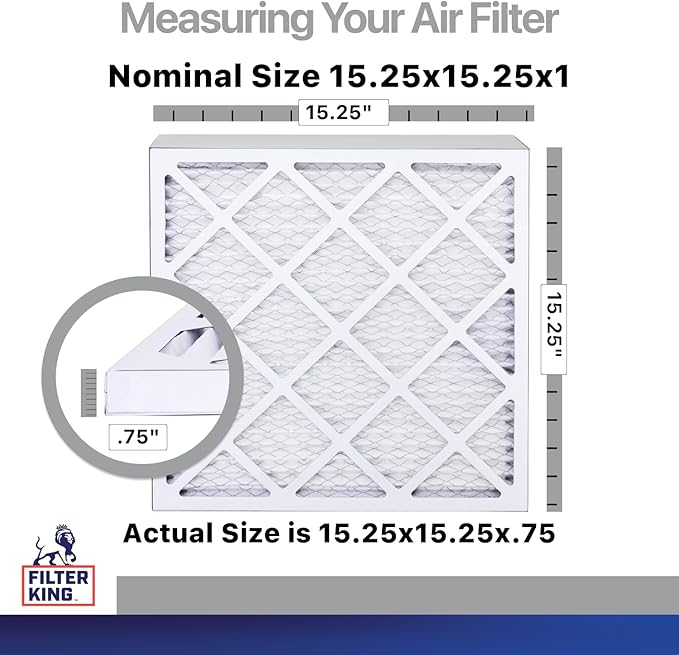 Filter King 15.25x15.25x1 Air Filter | 4-PACK | Carbon MERV 8 HVAC Pleated A/C Furnace Filters | MADE IN USA | Actual Size: 15.25 x 15.25 x .75"
