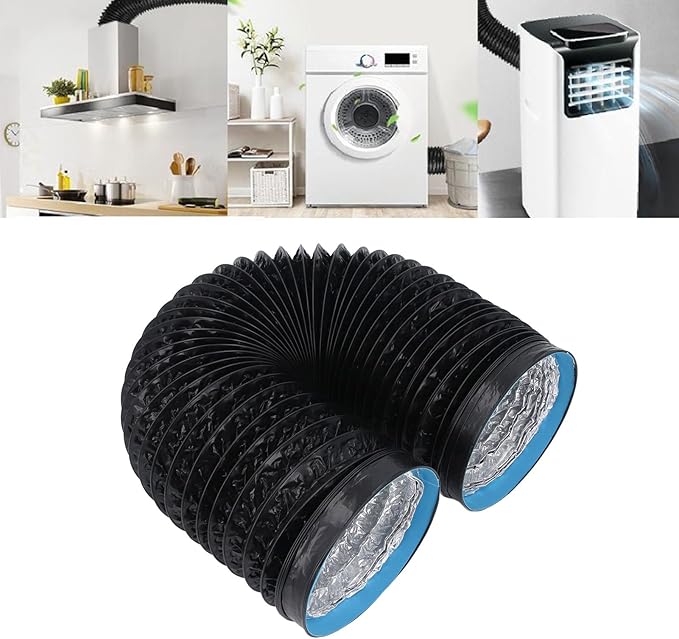 Respicefinem 7in Dryer Vent Exhaust Duct Hose Thickened PVC Aluminum Foil 6 56ft Flexible Insulated Air Ducting For Kitchens Greenhouses HVAC And Grow Rooms