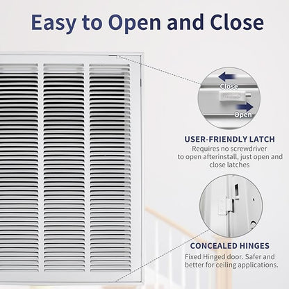 20"W x 24"H [Duct Opening Size] Steel Return Air Filter Grille - Removable Face/Door for 1 inch Filters -HVAC Vent Cover Grill - White [Outer Dimensions: 22 5/8"W X 26 5/8"H]