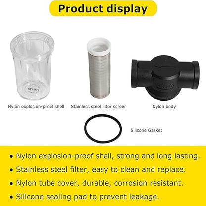 Water Pump Strainer Filter Inlet for High Pressure Washer, Sediment Filter Attachment, 80 Mesh Screen(3/4“ 80Mesh)