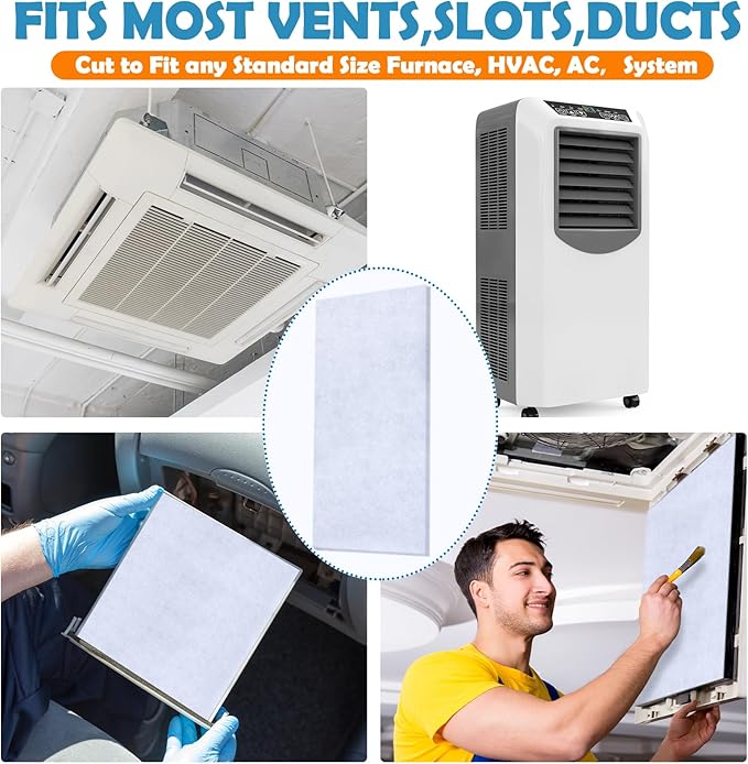 300 x 12 inch Air Vent Filters Polyester Floor Vent Filter Cut to Fit Dust Control Replacement Roll Material for HVAC Ac Heating RV's Mobile Homes Floor Registers
