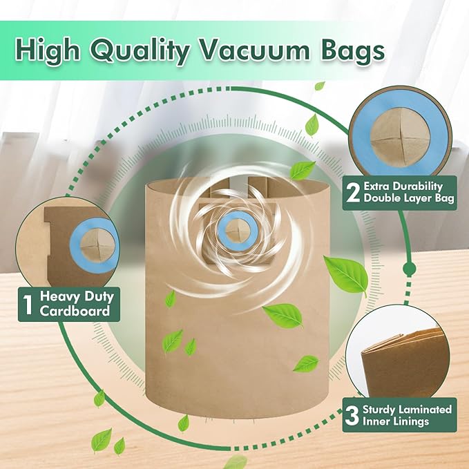 15 Pack DXVA19-4102 Vacuum Bags Compatible With DEWALT 12-16 Gallon Wet/Dry Vacuum, Disposable Dust Collection Filter Bag DXV12P DXV14P DXV16P DXV16PA DXV16S