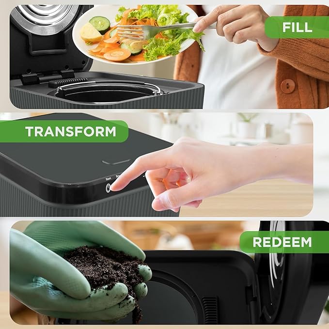 Nutrichef 3L Electric Kitchen Composter - Compost’s Organic Material & Food Scraps | Countertop Automatic Compost Bin | Dry, Crush, & Cooling Functions | Perfect for Kitchens & Apartments | White
