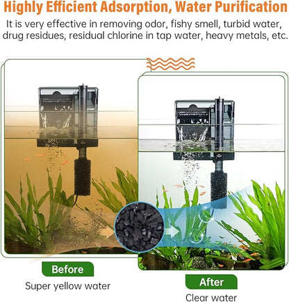 hygger Aquarium Activated Carbon, Premium Natural Coconut Shell Activated Charcoal for Freshwater and Saltwater, Fish Tank Filter Media, Water Purification Carbon (45.8 oz with Fine Mesh Bag)