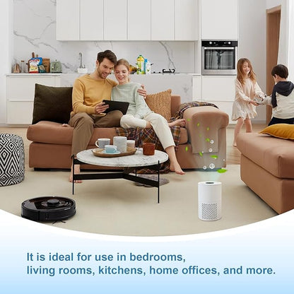 Small Desk Purifier 3-in-1 Filters Personal Air Purifier for Desk One-Button Operation for Dust Smoke Odors Quiet for Office Bedroom Hotel White (Product Dimensions 4.8 x 4.8x 7.2 inch)