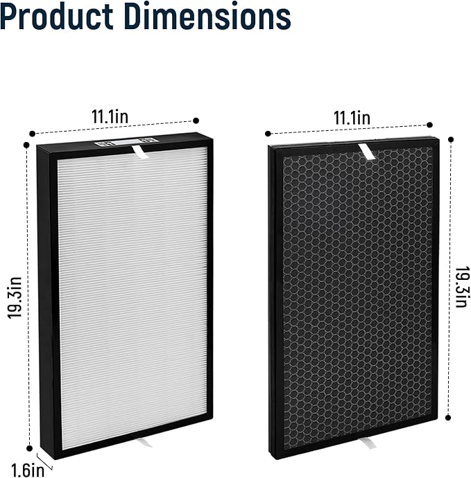 AD5000 Replacement Filter Compatible with Air Doctor 5000 Air Purifier – Includes 2 Main Filters and 2 Activated Carbon Filters(Not Compatible with 5500 Series)
