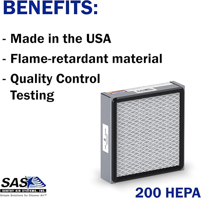 HEPA Filter with Pre-filter for Model 200 Sentry Air Systems – MERV 17 Air Filter for Fume Extractors, Fume Hoods, Portable Clean Rooms, and Air Cleaners – 99.97% efficiency down to 0.3 microns
