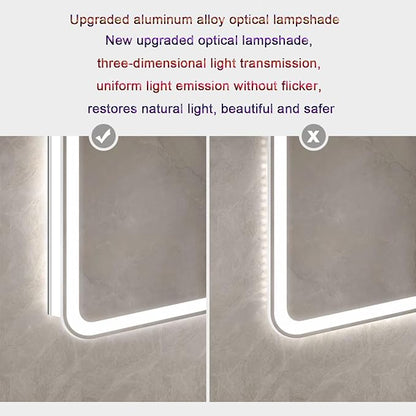 Smart Illuminated LED Bathroom Mirror，Bathroom Mirror with LED Lights，Energy-Saving LED Smart Mirrors，LED Mirror for Bathroom，with Demister Pad and Smart Touch Switch(H50*W70cm/H19.7*W27.6IN)