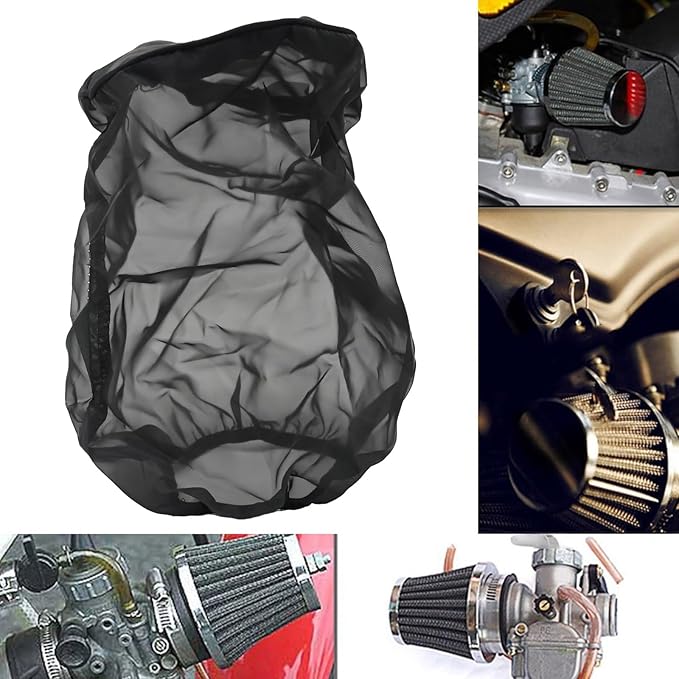 Air Filter Cover, Dustproof Wrap for Car Cold Air Intake Filter, Replacement for Harley Touring, Universal Fit for Air Intake Filters (L)