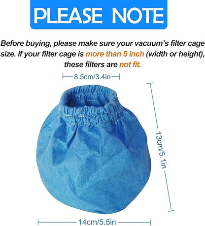 Smilefil VRC2 Cloth Filter Compatible with Vacmaster 1.5 to 3.2 Gallon Wet/Dry Vacuums, 6 Pack