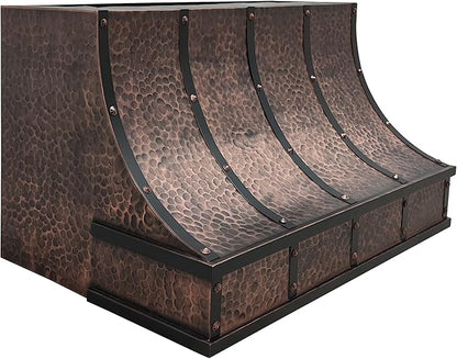 CT Copper Tailor Sloped Copper Vent Hood Island Mount,60'' W,36''H,1260 CFM Exhaust Fan,Stainless Steel Vent,LED Light,Dishwasher-Safe Baffle Filters,VH8TR1