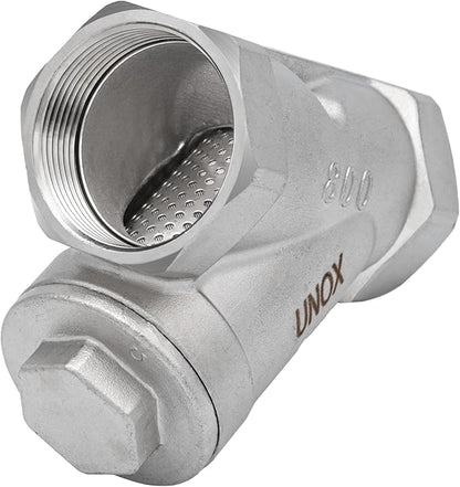 UNOX 1 1/4" Y-Type Stainless Steel Industrial Strainer - AISI 304 - Water Oil Filter for Plumbing Tools & HVAC Systems, Heavy-Duty Pipeline Protection, PN6/PN10 Rated