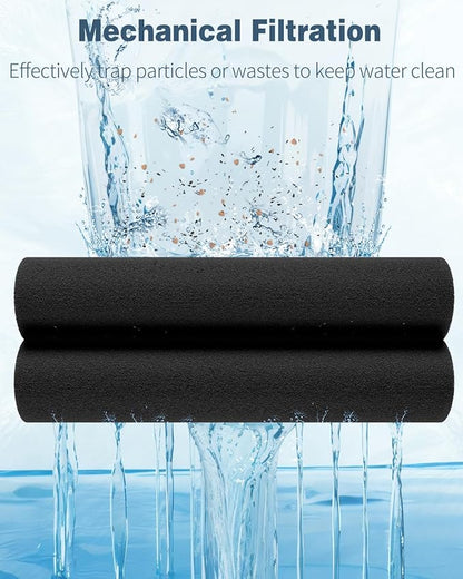 Pawfly Aquarium Filter Media Pad for Fish Tank Filters Aquarium Filter Media Sponge Filter Floss Roll for Sumps Ponds Hydroponics Black Foam Floss for Water Filtration, 72" L x 12" W