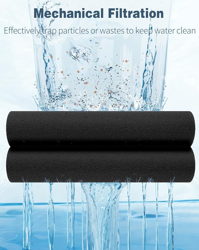 Pawfly Aquarium Filter Media Pad for Fish Tank Filters Aquarium Filter Media Sponge Filter Floss Roll for Sumps Ponds Hydroponics Black Foam Floss for Water Filtration, 36" L x 12" W