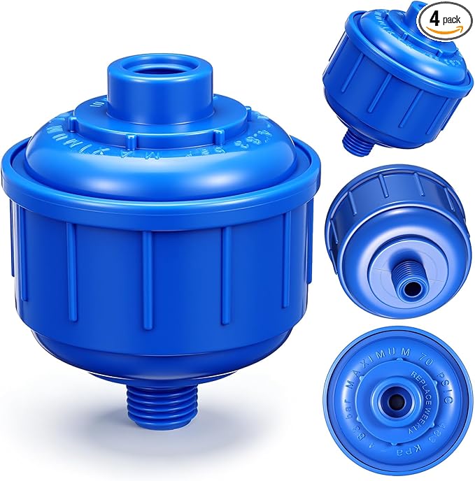 Frienda 4 Pcs Disposable Mini Air Water Filters with Standard 1/4 Inch Threads Moisture Trap Disposable Spray Gun Filter Effectively Removes Moisture Before It Reaches Spray Guns and Air Tools