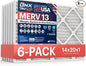 BNX TruFilter 14x20x1 Air Filter MERV 13 (6-Pack) - MADE IN USA - Electrostatic Pleated Air Conditioner HVAC AC Furnace Filters for Allergies, Pollen, Mold, Bacteria, Smoke, Allergen, MPR 1900 FPR 10