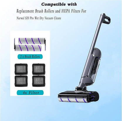 S20 Pro Replacement Parts for Narwal S20 Pro Wet Dry Vacuum Cleaner 6Pcs Accessories Kit, 4 HEPA Filters&2 Brush Rollers