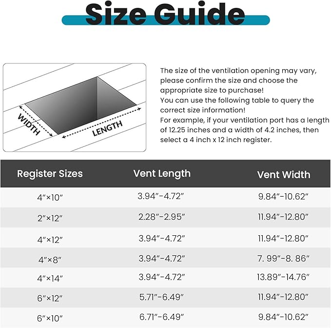 VOISEN Floor Register 2x12, 4 Pack Floor Vent Covers, Steel Adjustable Air Supply Grille Register Vent Cover Grill for Sidewall and Floor, Vent Covers for Home Floor,Brown