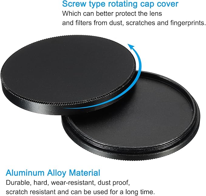 PATIKIL 49mm Lens Cap, Camera Lens Cap Cover Universal Lens Filter Stack Cap Front Metal Protective Case Cover with Cleaning Cloth for Photography Camera Filter