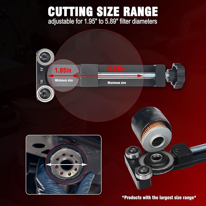 3mirrors Oil Filter Cutter Oil Filter Cutting tool with 3 Cutting Blade Fits Filter Cutting Range 1.95in-5.89in