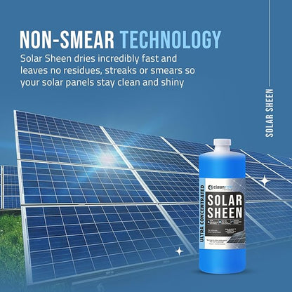 Solar Panel Cleaner Solar Sheen (Makes 128 Gallons) - Super Concentrated Glass & Solar Panel Cleaning, Remove Oils, Fingerprints & Water Spots - (32 oz)