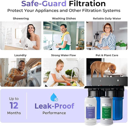 iSpring Anti-Scale Whole House Water Filter System, Reduces up to 99% Chlorine, Odor, and Sediments, 2-Stage Water Descaler and Whole House Water Filter, 1" Inlet/Outlet, Model: WGB21B-DS