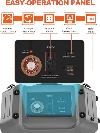 Abestorm 750 CFM Air Scrubber with UV-C Light 4 Stage Filtration System, HEPA/Activated Carbon Filter, MERV-10 Pre-Filter, Industrial Commercial Negative Air Machine Cleaner, V1