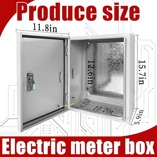 Electrical Box 16 x 12 x 6 Inch Indoor Outdoor Electrical Enclosure Box Steel Junction Box Wall Mounted Universal Electrical Project Box with Safety Locks and Mounting Plates