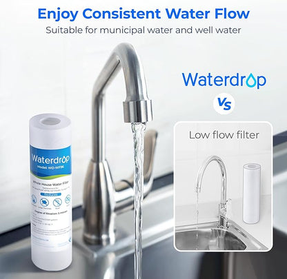 Waterdrop 5 Micron 10" x 2.5" Whole House Water Filter Replacement Cartridge, Sediment Water Filter Replacement for Any 10 inch RO Unit, Aqua-Pure® AP110, Culligan® P5, WHKF-GD05, 4 Pack