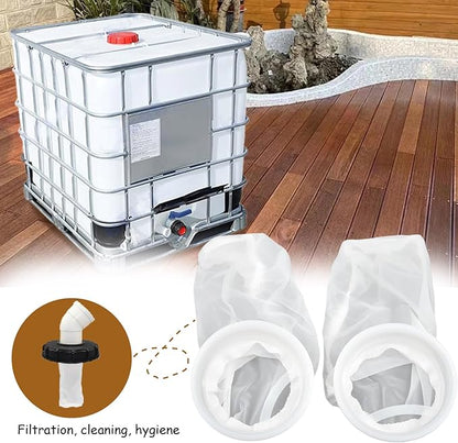 2Pcs Rain Water Filter, 8 Inch IBC Lid Filter, Nylon IBC Tote Cover, Stretchy Reusable Tote Lid for Mounting on Container Rainwater Tank