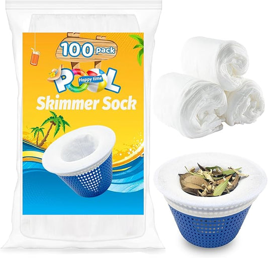 100-Pack Pool Skimmer Socks, Pool Fliter Socks Swimming Pool Skimmer Basket Sock Pool Filter Socks Pool Cleaning Filter Socks Cleans Debris and Leaves for In-Ground or Above Ground Pools