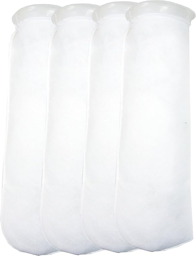 4 Pack - 4 Inch Ring Filter Socks 200 Micron - Aquarium Felt Filter Bags -4 Inch Ring by 16 Inches Long [Long Version] - Fits Eshopps and Aqueon - 4 Pack