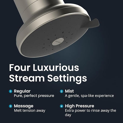 AquaTru Shower - High Pressure Shower Filter Removes Impurities from Hard Water to Support Healthy Skin, Scalp, Hair, Reduce Breakage, and Enhance Your Beauty and Self-Care Routine (Brushed Nickel)