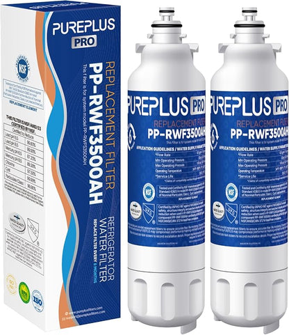 PUREPLUS LT800P NSF/ANSI 53&42 Certified Replacement for LG ADQ73613401, Kenmore 469490, 9490, ADQ73613402, ADQ736134, LSXS26326S LMXC23746S, LT120F, Refrigerator Water and Air Filter Combo, 2Pack