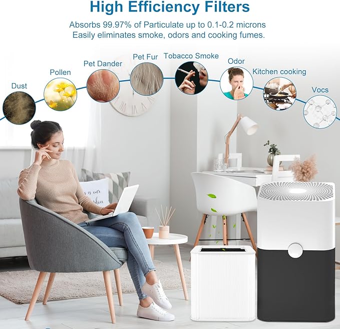 211+Replacement Filter Compatible with Blueair Blue Pure 211+ Air Puri-Fier, 2 in 1 Filtration of Particle Dust Pet Dander Filter&Smoke Odor Activated Carbon Filter for Home Bedroom, White, 2 Pack