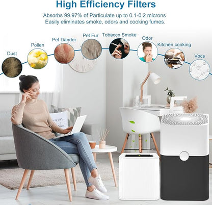 211+Replacement Filter Compatible with Blueair Blue Pure 211+ Air Puri-Fier, 2 in 1 Filtration of Particle Dust Pet Dander Filter&Smoke Odor Activated Carbon Filter for Home Bedroom, White, 2 Pack