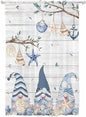 Sheer Curtains 72 Inches Long, Coastal Eucalyptus Semi Sheer Curtains Light Filtering Window Treatment, Ocean Blue Gnomes Starfish Leaf Wood Grain Privacy Voile Drapes for Living Room 52x72 Inch