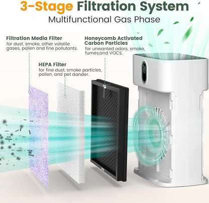 HY4866 True HEPA Replacement Filters Compatible with MORENTO HY4866, WESTHEY HY4866, YIOU M1 Air Purifier, 3-in-1 H13 Ture HEPA Air Filter, Multifunction Version, 2-Pack